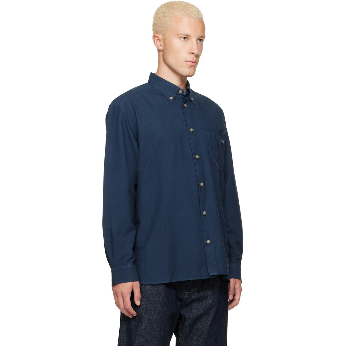 A.P.C. Blue Mateo Logo Shirt
