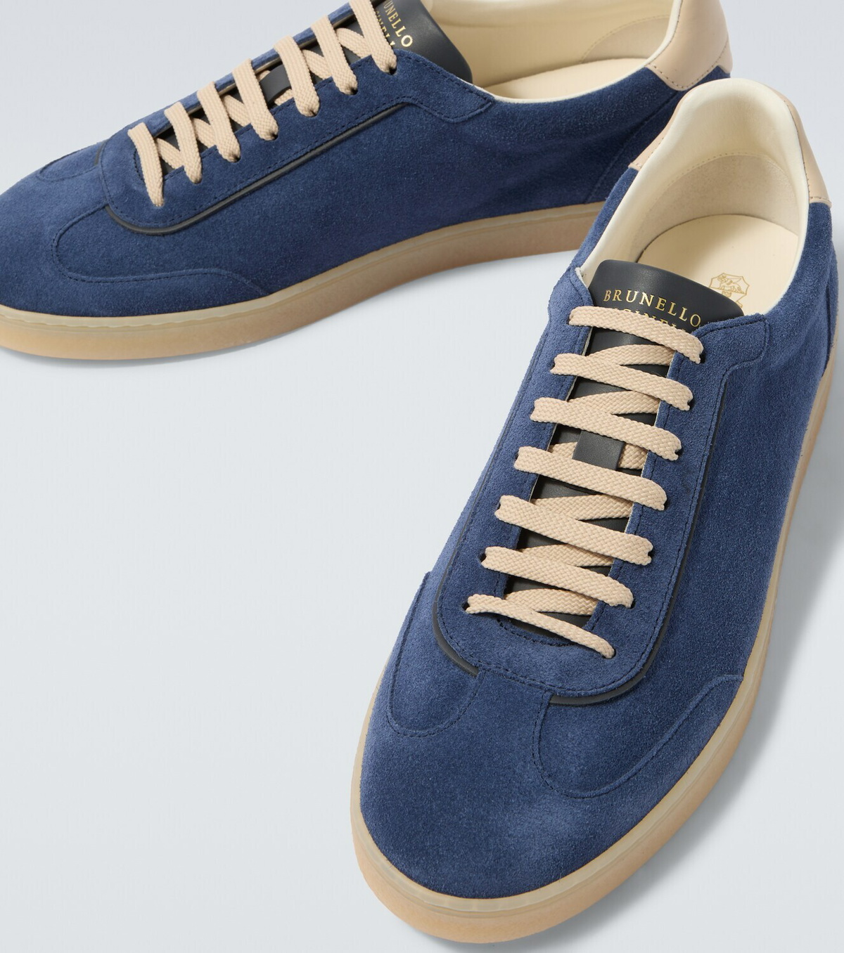 Brunello Cucinelli Leather-trimmed suede sneakers