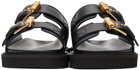 Moschino Black Logo Buckles Sandals