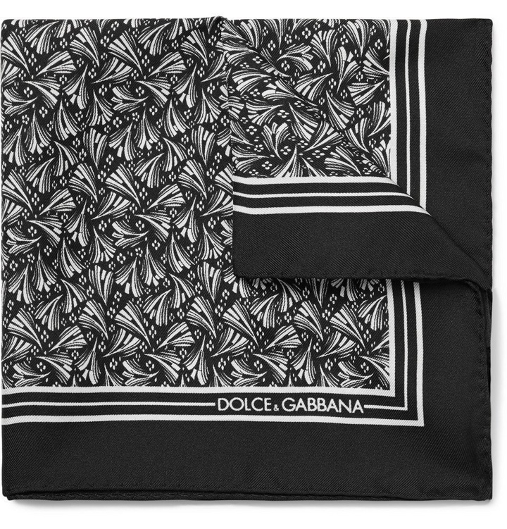 Photo: Dolce & Gabbana - Printed Silk-Twill Pocket Square - Black