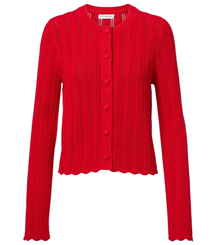 Photo: Altuzarra Mariette scalloped pointelle cotton cardigan