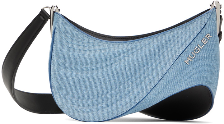 Photo: Mugler Blue & Black Small Denim Spiral Curve 01 Bag