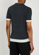 Raith Campi Colour Block Fine-knit Polo Shirt Navy