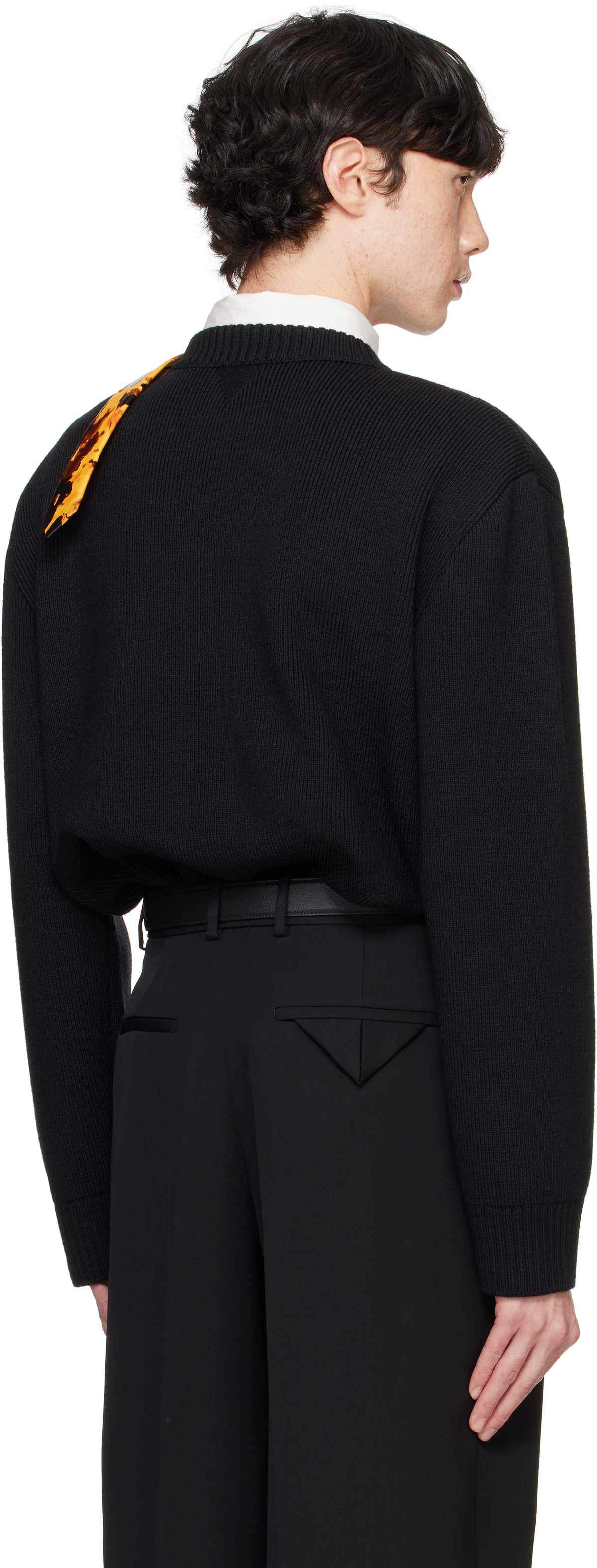 Bottega Veneta Black Classic Wool Tailored Sweater