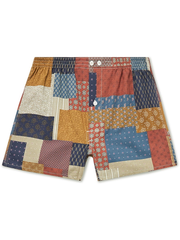 Photo: Anonymous ism - Slim-Fit Printed Cotton and Linen-Blend Boxer Shorts - Multi
