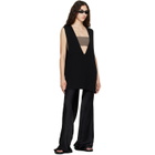 Rick Owens Black Tower Wool Knit V Neck Vest