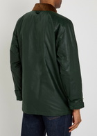 Drake's Patch Pocket Waxed Quilted Jacket Dark Green