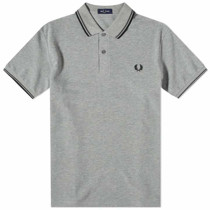 Photo: Fred Perry Men's Twin Tipped Polo Shirt in Steel Marl/Gunmetal/Black