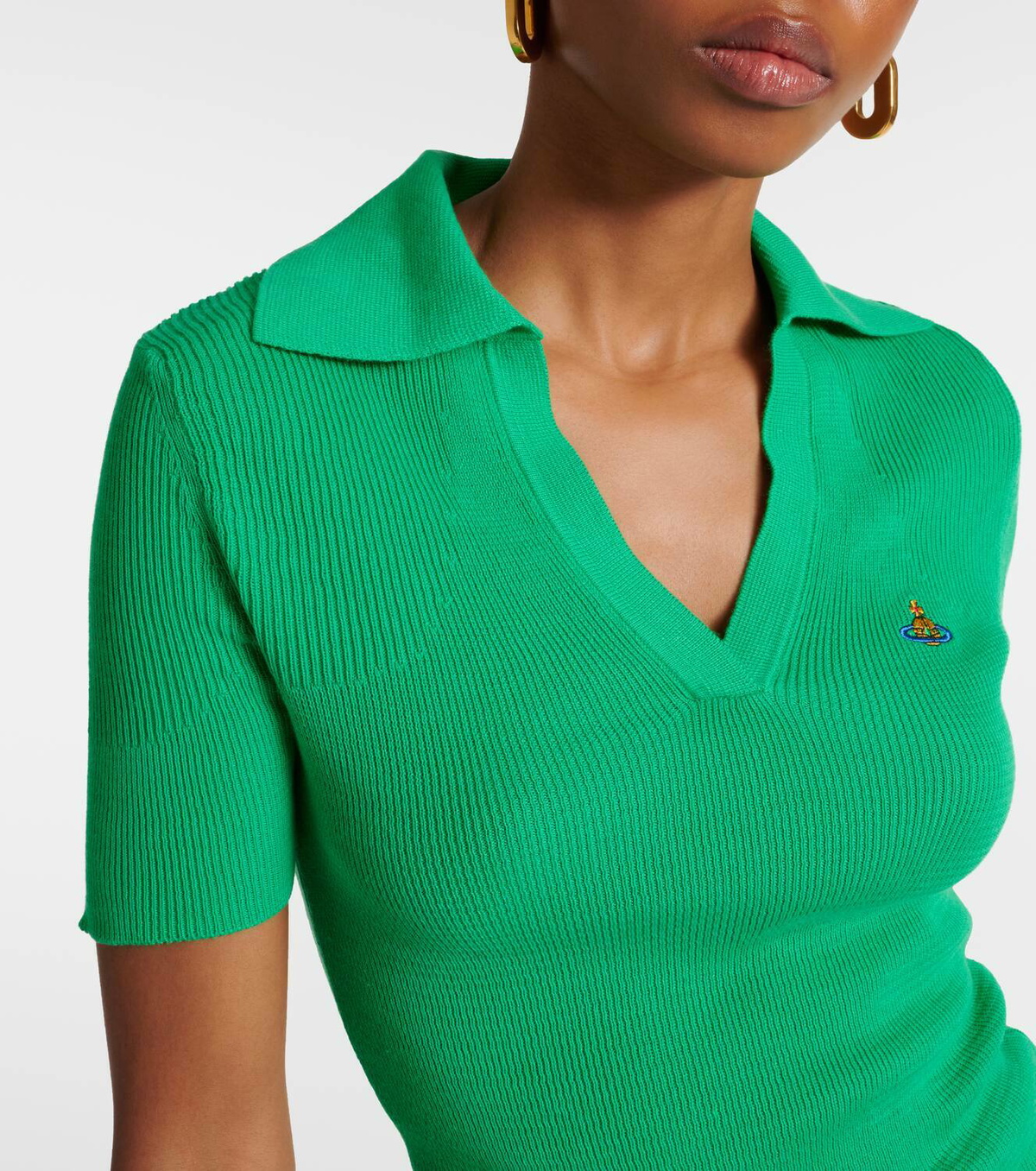 Vivienne Westwood ポロニット Vivienne Westwood Marina ribbed-knit cotton polo shirt Vivienne