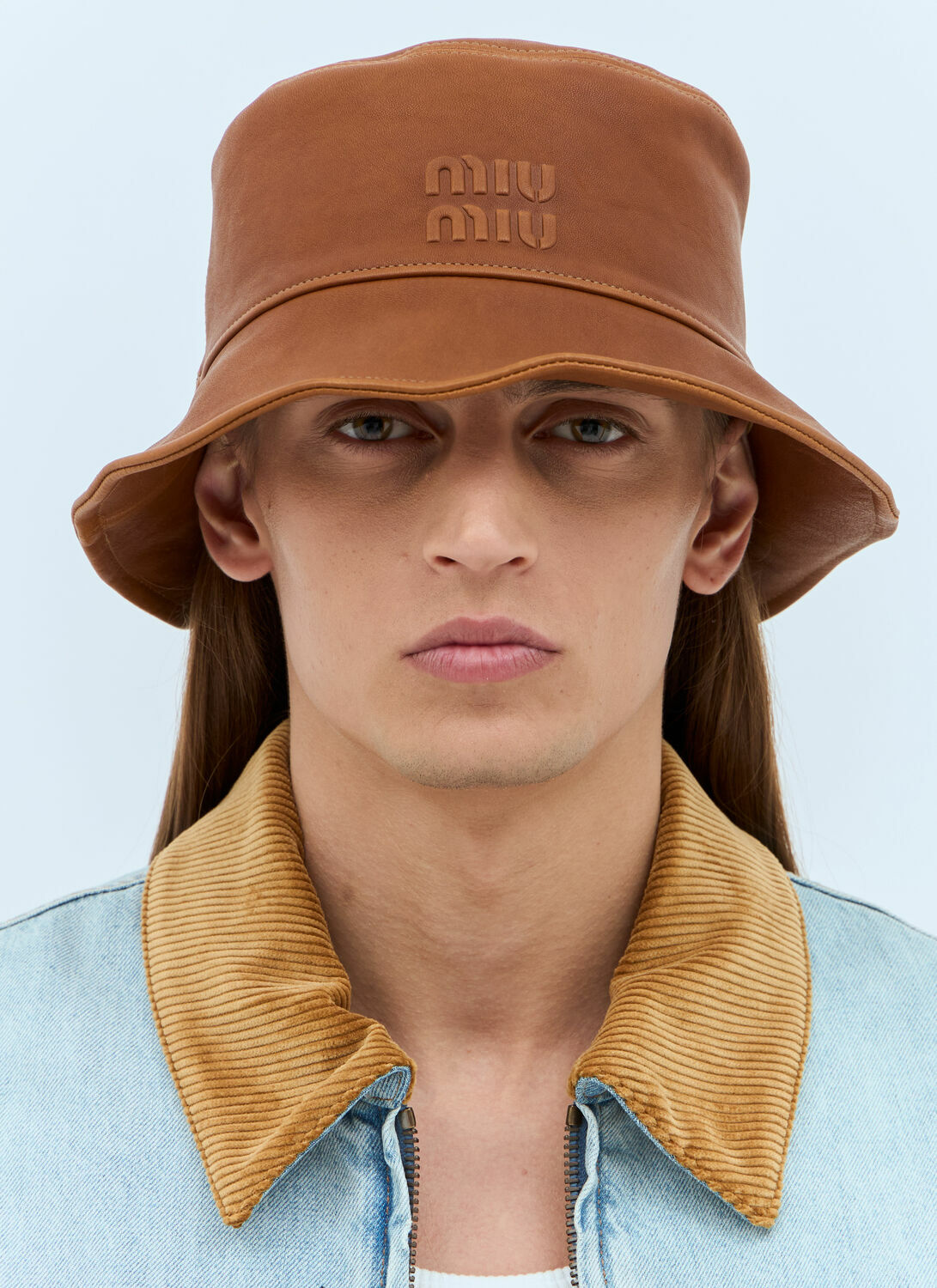 Miu Miu Logo Leather Bucket Hat Miu Miu