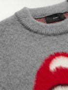 Alanui - Brushed Intarsia-Knit Virgin Wool Sweater - Gray