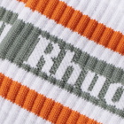 Rhude Men's Striped Logo Sock in Mustard/Brown