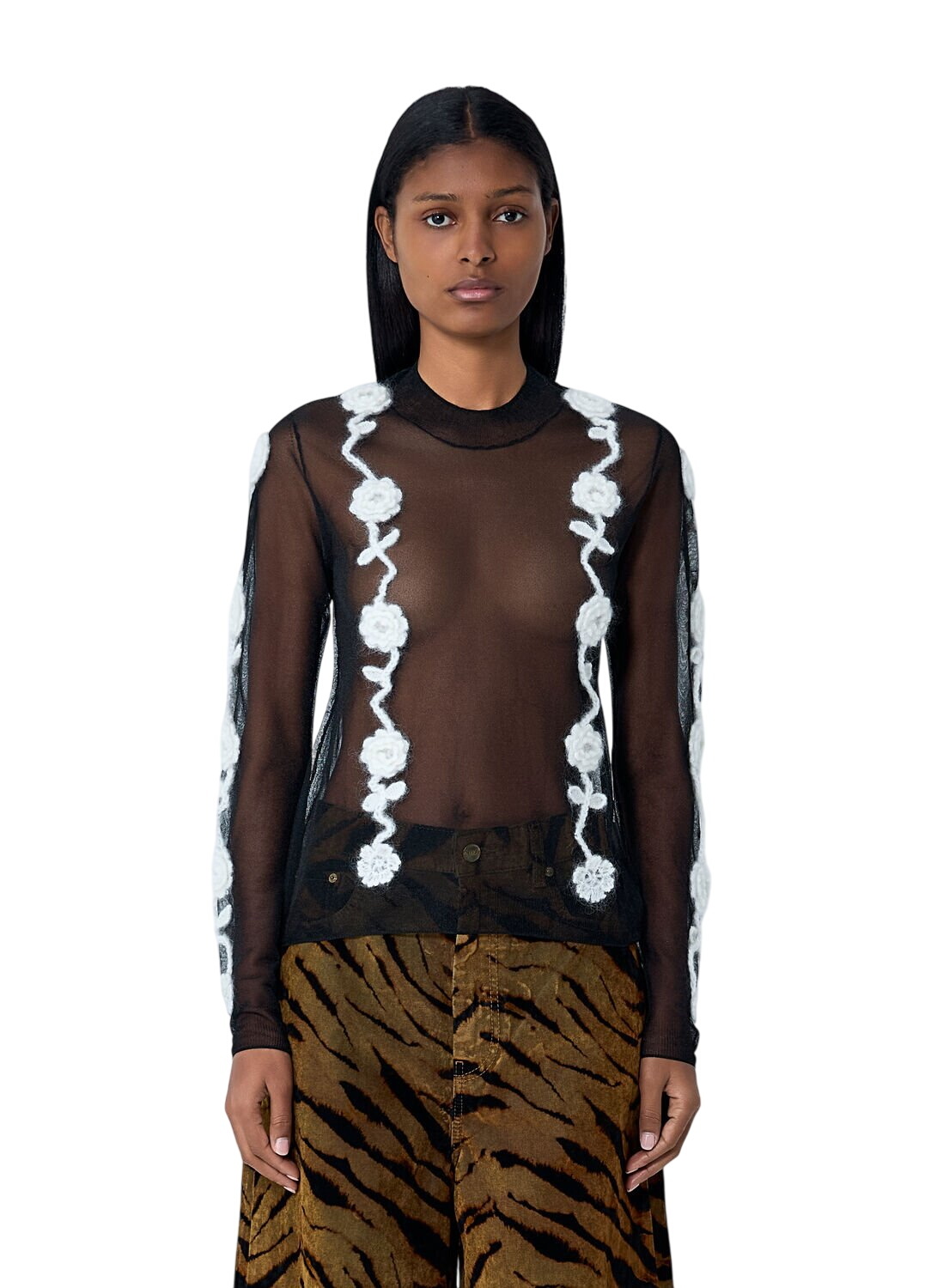 GANNI Organza Shirt ブラウン Black Black Technical Organza Shirt | GANNI US