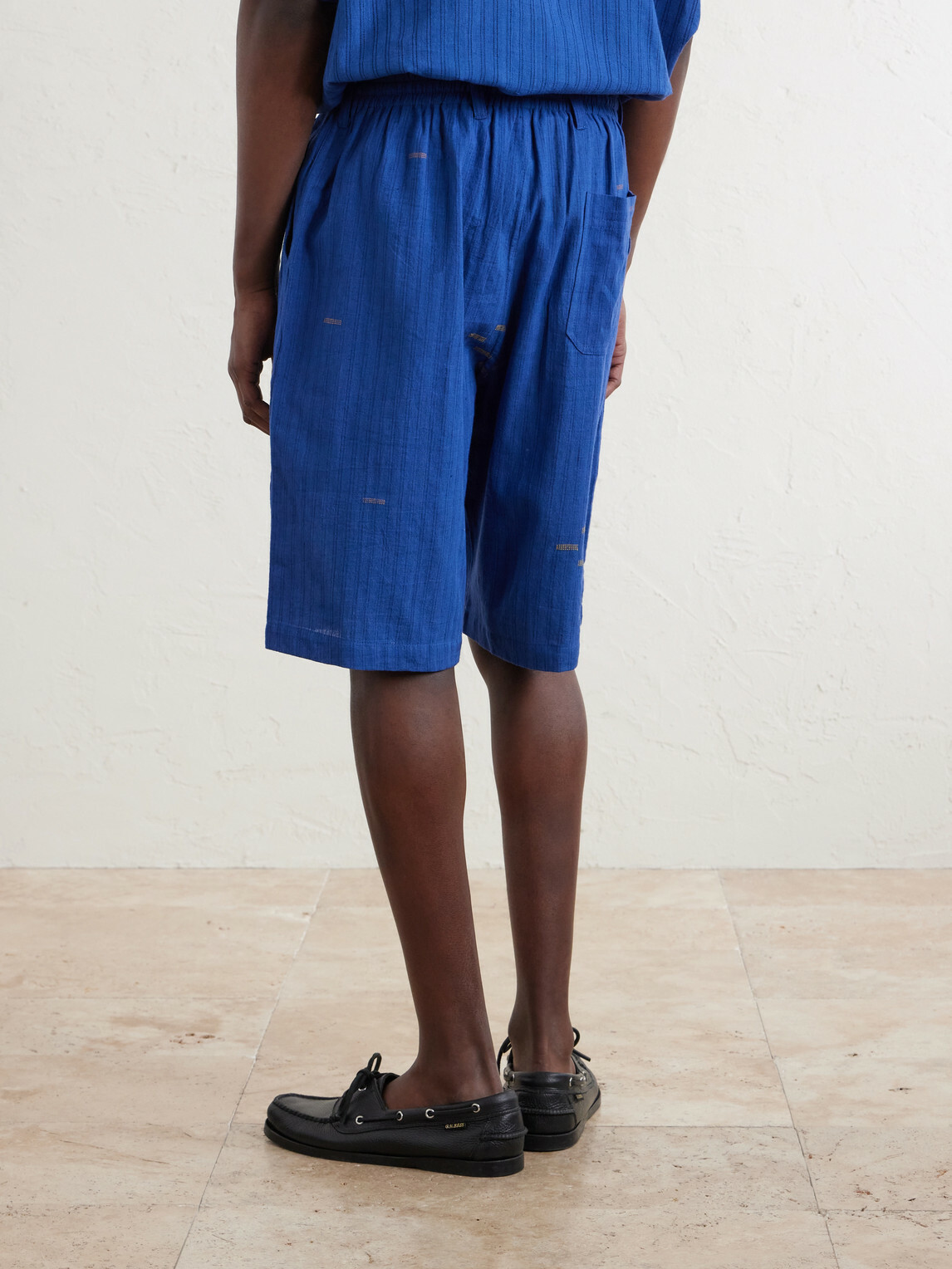 Kardo - Milo Straight-Leg Cotton Drawstring Shorts - Blue