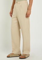 Raith Helio Pleated Straight-leg Woven Trousers Beige