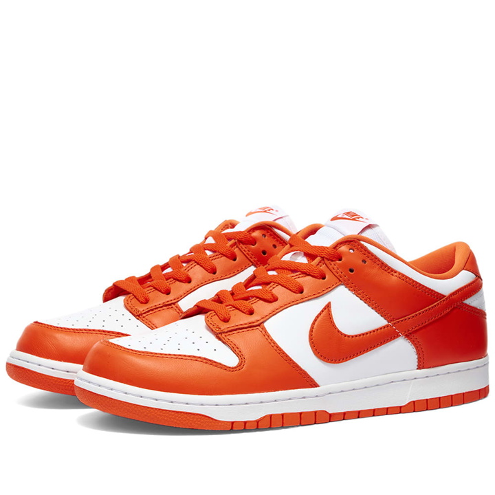 Photo: Nike Dunk Low Sp Sneakers in White/Orange Blaze