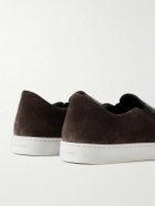 Manolo Blahnik - Nadores Suede and Croc-Effect Leather Slip-On Sneakers - Brown