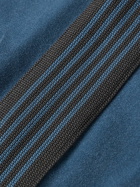Needles - Webbing-Trimmed Logo-Embroidered Cotton-Blend Velvet Track Jacket - Blue