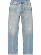 Palm Angels - Straight-Leg Logo-Embroidered Distressed Jeans - Blue