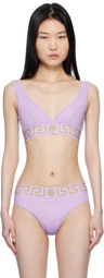 Versace Underwear Purple Greca Border Triangle Bralette
