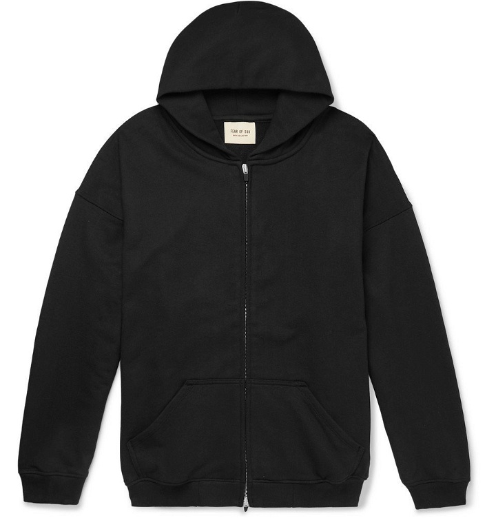 Photo: Fear of God - Loopback Cotton-Jersey Zip-Up Hoodie - Black
