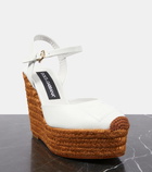 Dolce&Gabbana Logo embroidered leather wedge espadrilles