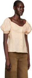 Chloé Beige Off-The-Shoulder Blouse