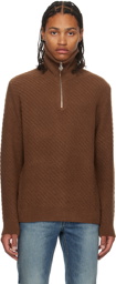 Solid Homme Brown Half-Zip Sweater