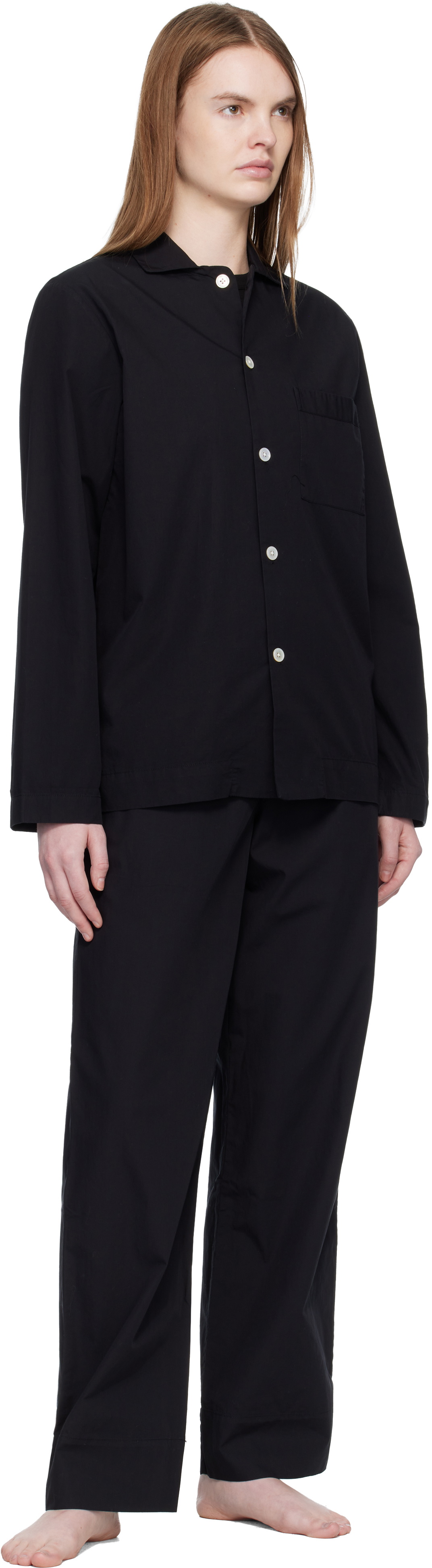 Tekla Black Poplin Pyjama Pants
