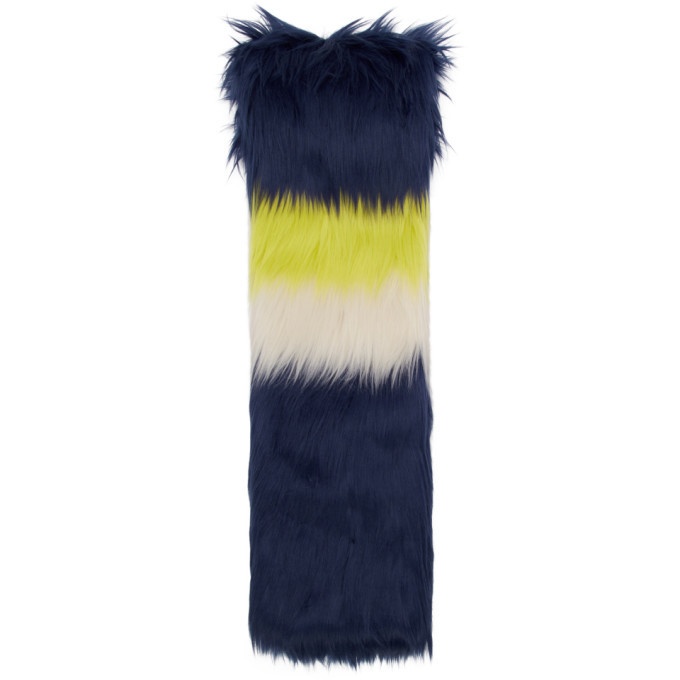 Photo: Gucci Navy and Multicolor Faux-Fur Scarf