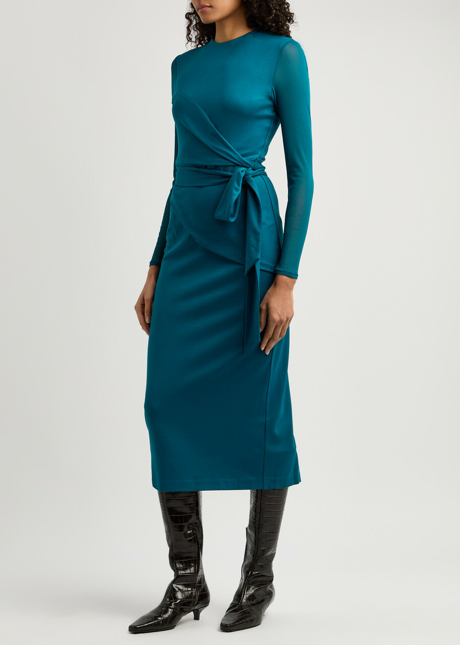 Diane Von Furstenberg Finan Wrap-effect Jersey Midi Dress Blue Diane von  Furstenberg