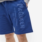 Alexander McQueen Men's Graffiti Logo Sweat Short in Midnight Blue