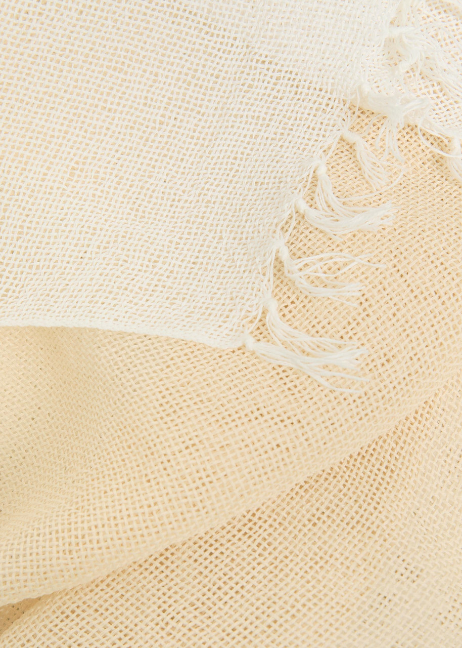Issey Miyake Slits Cotton Stole - White - One Size