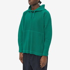 Homme Plissé Issey Miyake Men's Pleated Popover Hoody in Emerald Green