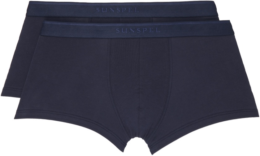 Photo: Sunspel Two-Pack Navy Twin Boxers
