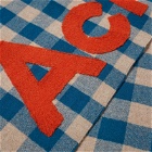Acne Studios Men's Veda Logo Check Scarf in Turquoise Blue/Orange