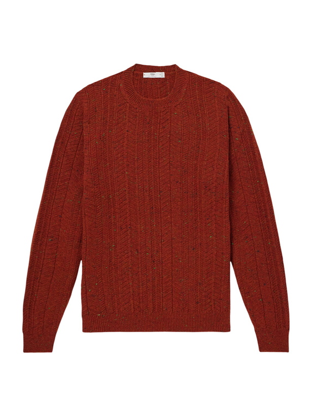 Photo: Inis Meáin - Herringbone Merino Wool and Cashmere-Blend Sweater - Red