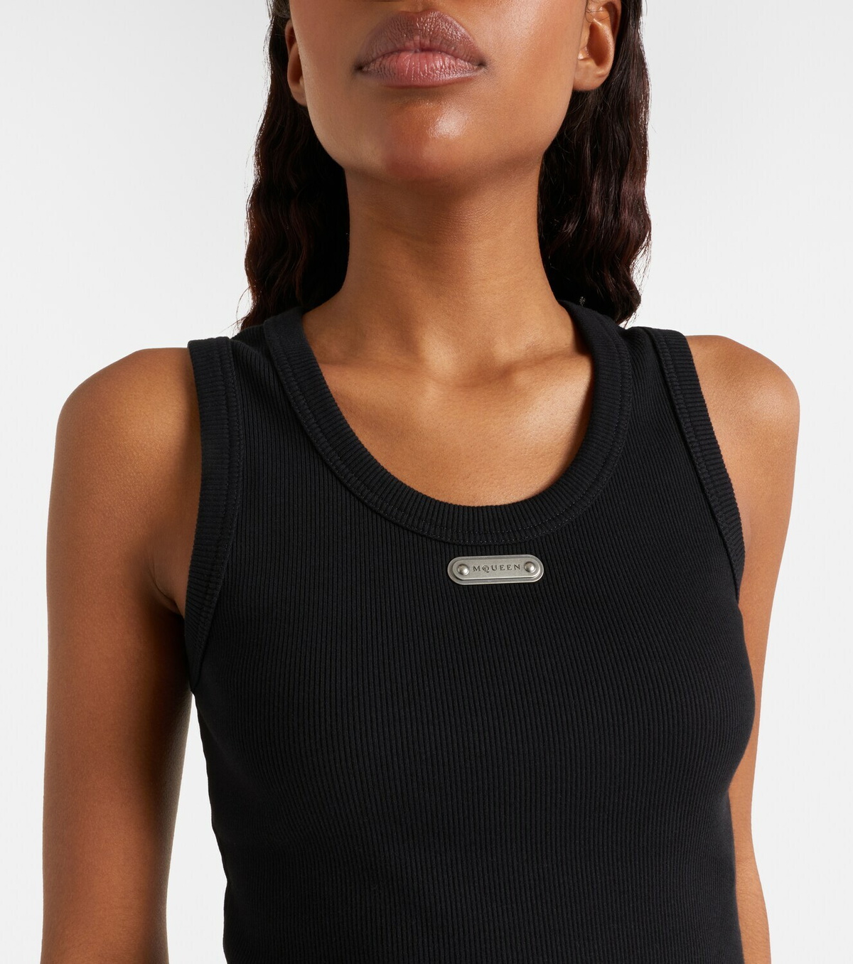 McQueen Logo ribbed-knit tank top