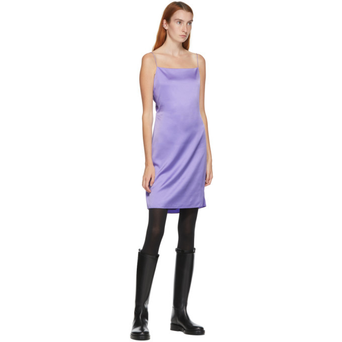 Helmut Lang SSENSE Exclusive Purple Silk Open Back Mini Dress Helmut Lang