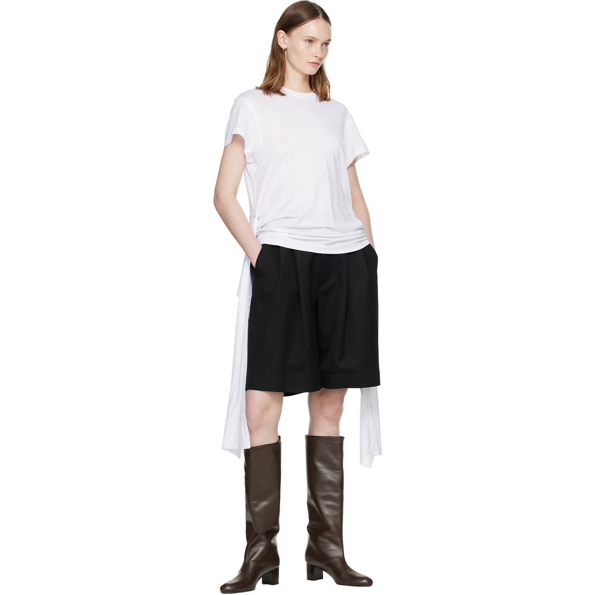 TOTEME White Tie-Waist Jersey T-shirt