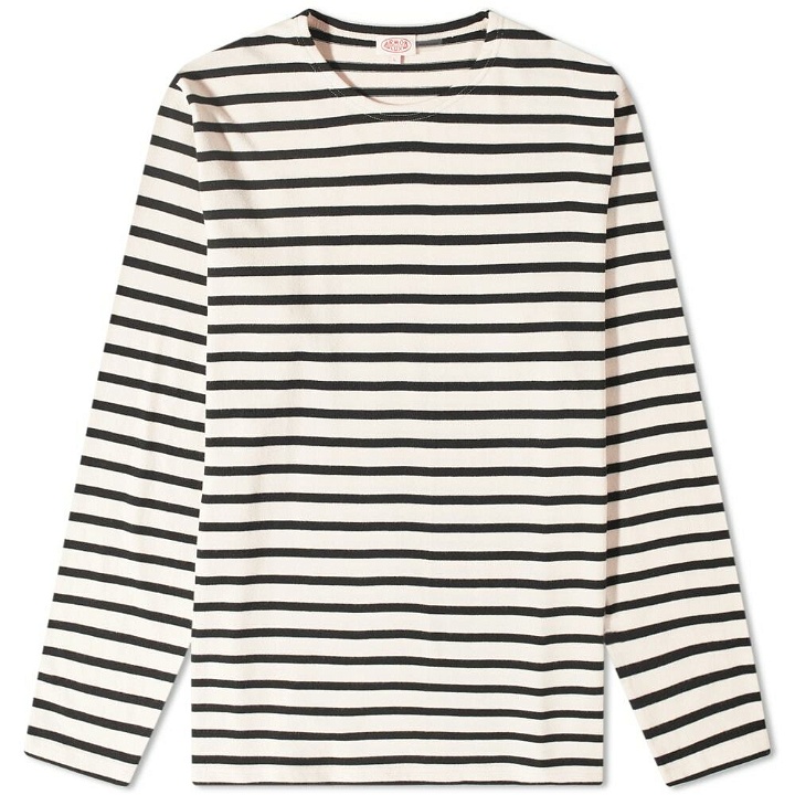 Photo: Armor-Lux Men's Long Sleeve Classic Stripe T-Shirt in Natural/Black