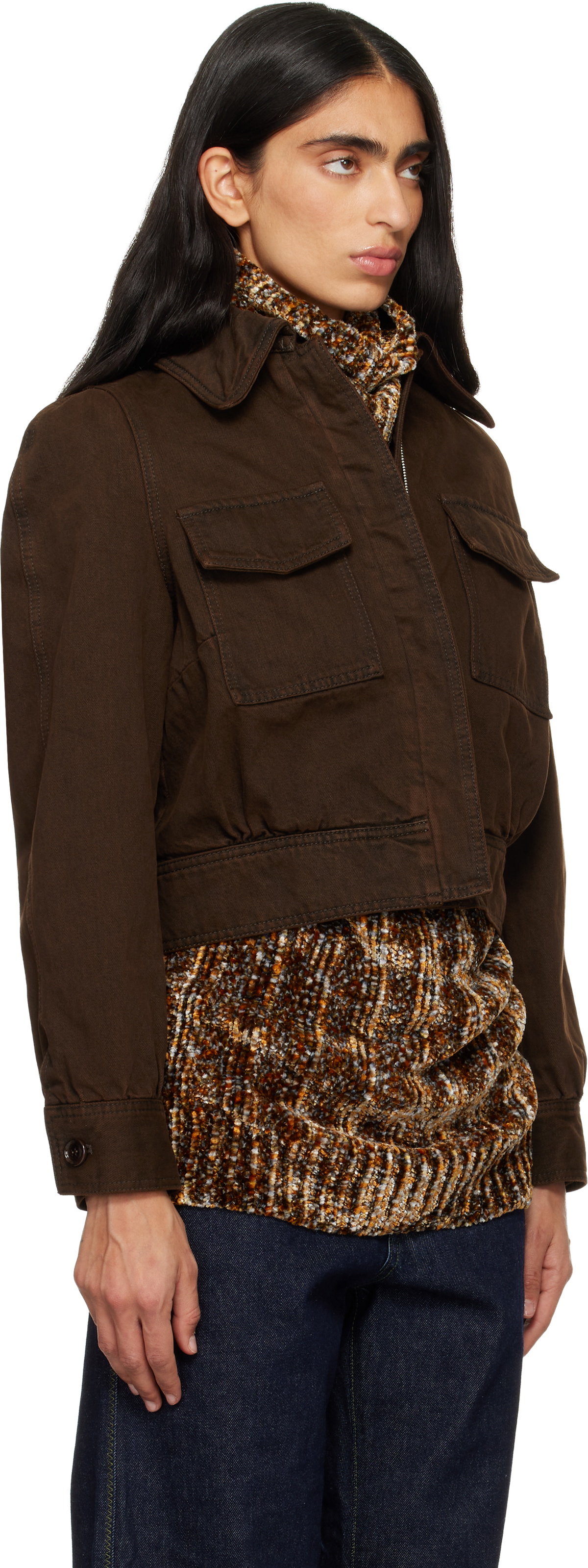 Dries Van Noten Brown Faded Denim Jacket