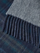Johnstons of Elgin - Reversible Fringed Checked and Herringbone Cashmere Scarf