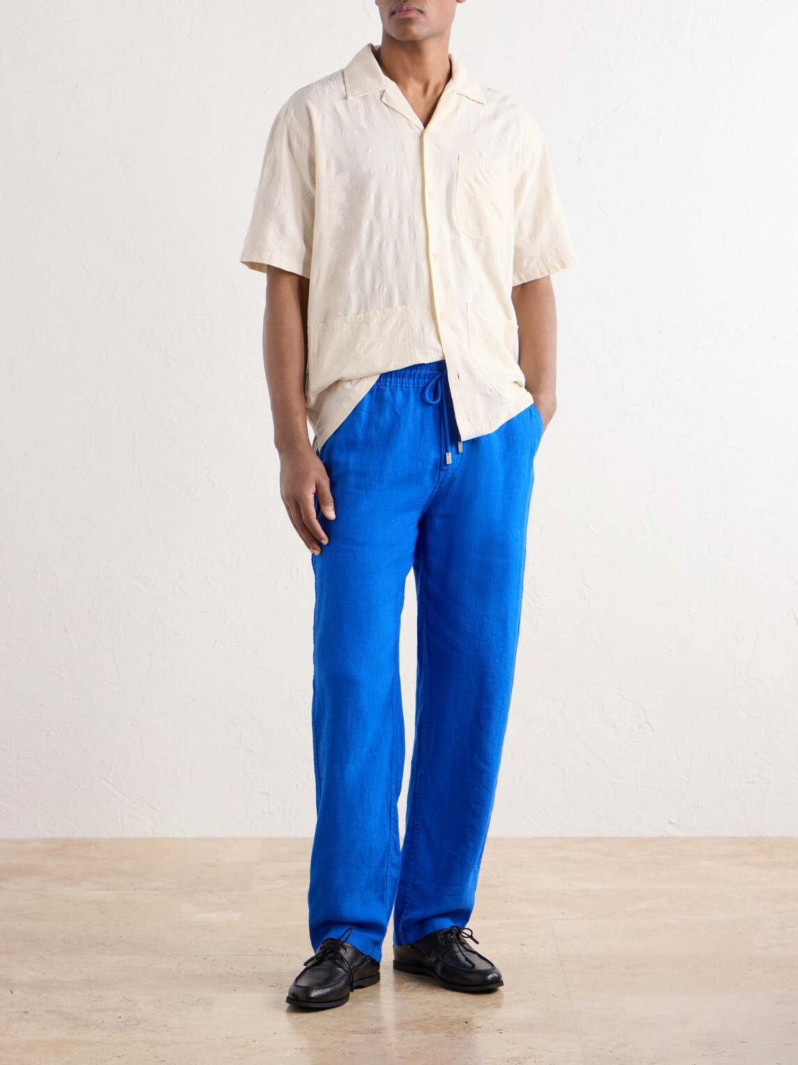 Vilebrequin - Pacha Straight-Leg Woven Linen Drawstring Trousers - Blue