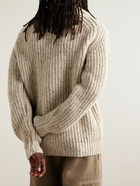 Howlin' - Loose Ends Ribbed Donegal Wool Zip-Up Cardigan - Neutrals