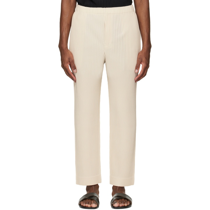 Photo: HOMME PLISSÉ ISSEY MIYAKE Beige Monthly Colors March Trousers