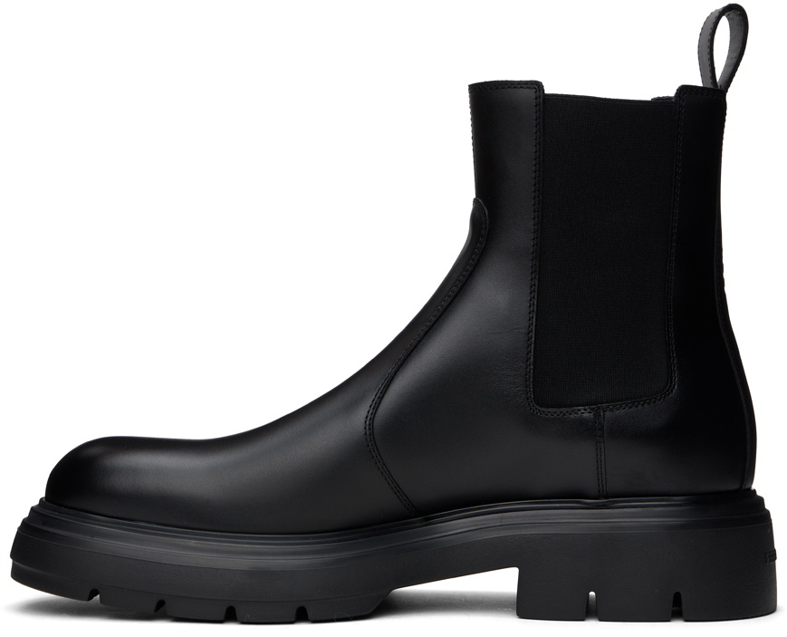 Ferragamo Black Leather Chelsea Boots