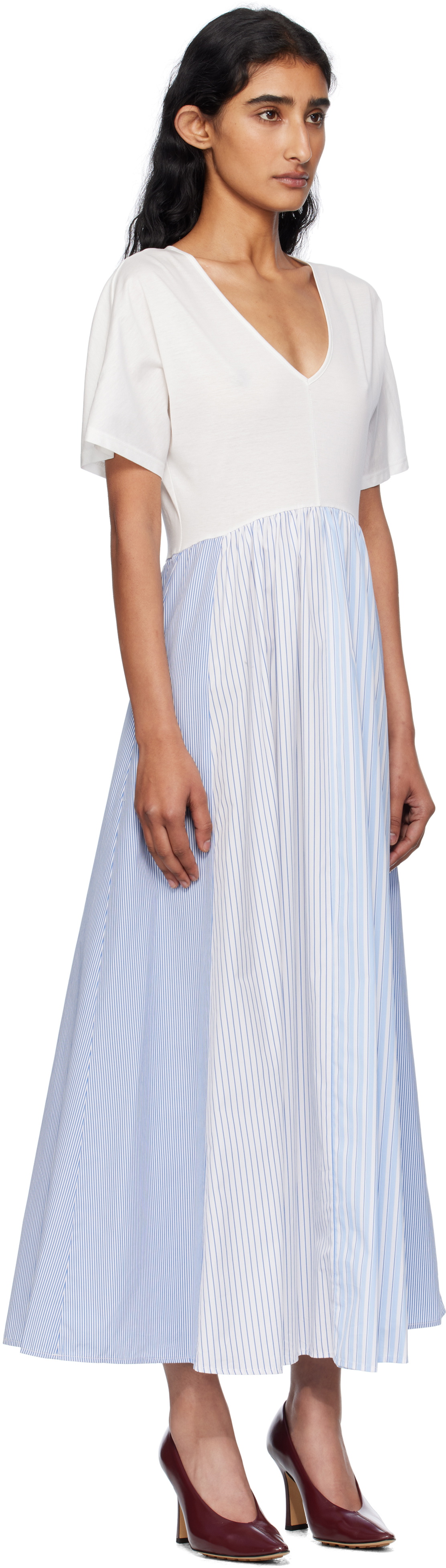 Weekend Max Mara White & Blue Bronzo Midi Dress