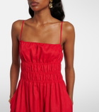Staud Ayla shirred linen midi dress