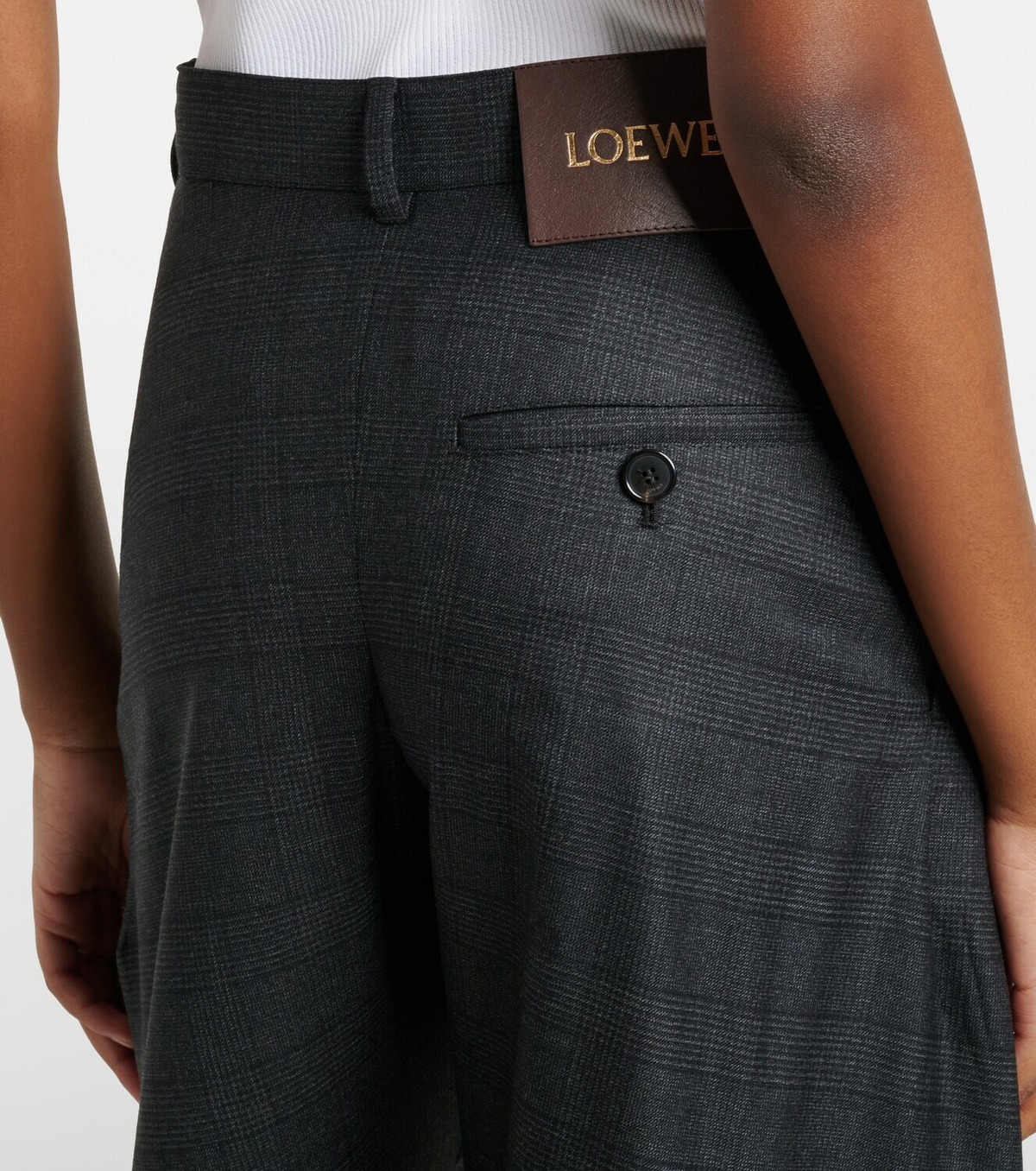 Loewe Checked belt wool barrel-leg pants